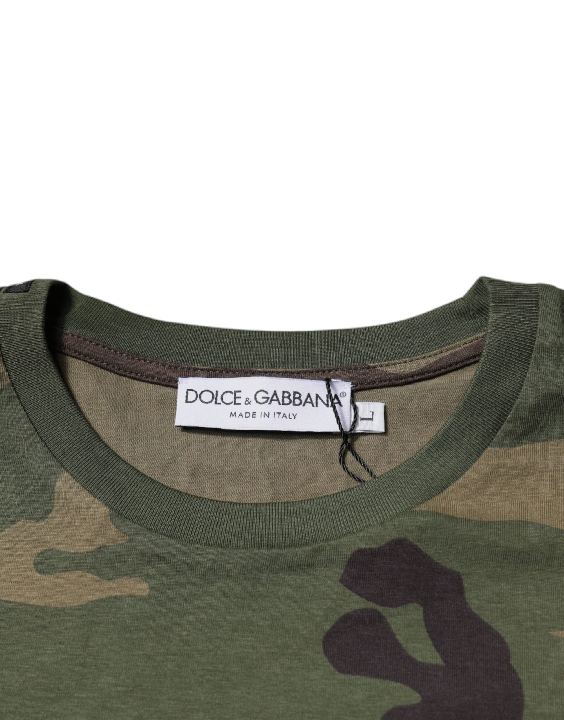 Multicolor Camouflage Cotton Crew Neck T-shirt