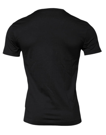 Black Cotton Crew Neck Short Sleeves T-shirt