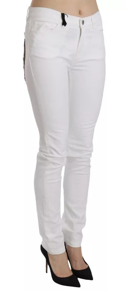 White Crystal Embellished Skinny Jeans