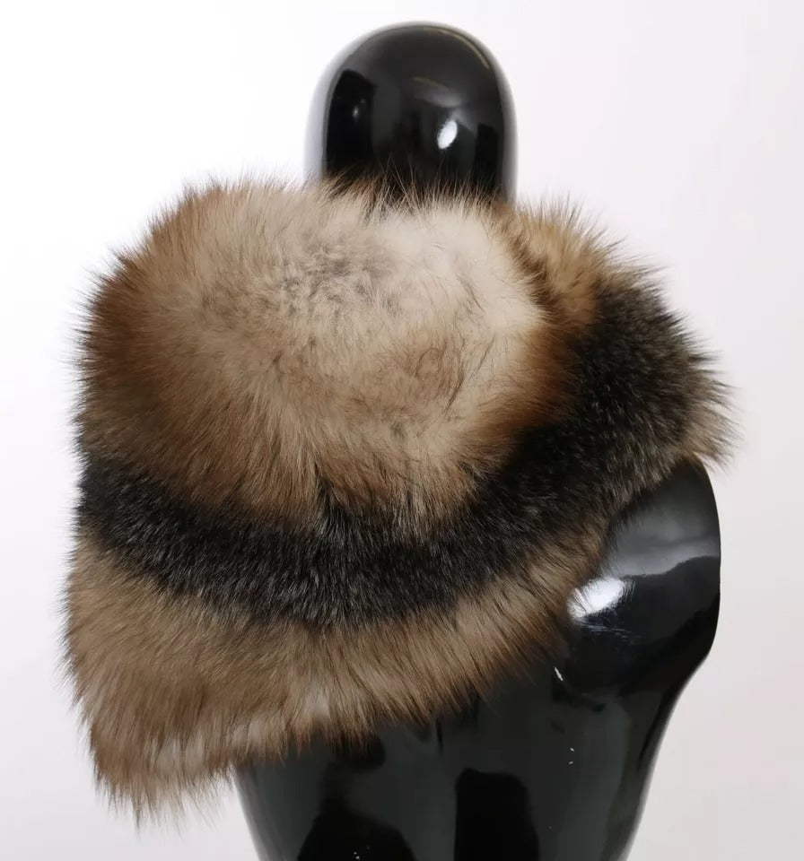 Brown Fox Tail Fur Shawl Neck Wrap Cover Collar Scarf