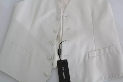 Off-White Cotton Silk Formal Coat Vest