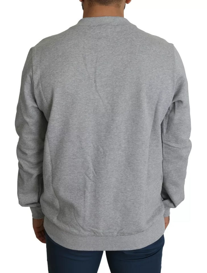 Gray Crown King Print Cotton Pullover Sweater