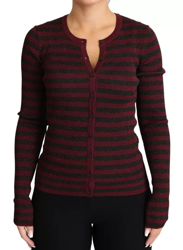 Black Red Striped Womens Cardigan Sweater