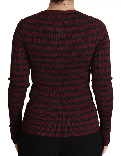 Black Red Striped Womens Cardigan Sweater