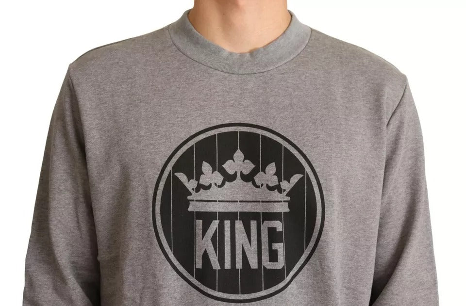 Gray Crown King Cotton Pullover Sweater