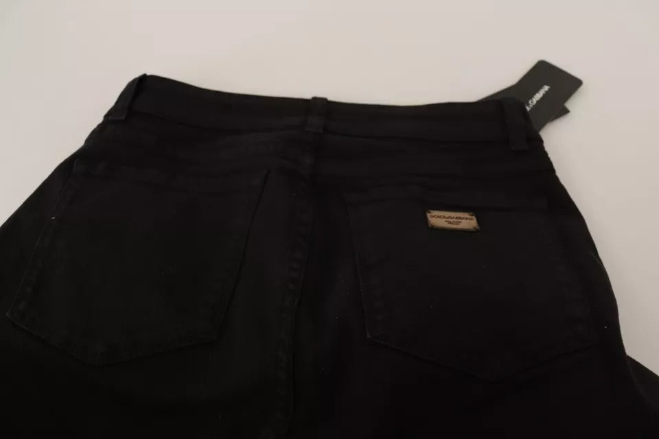 Black Cotton Stretch Skinny Denim Jeans