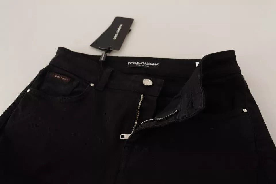 Black Cotton Stretch Skinny Denim Jeans