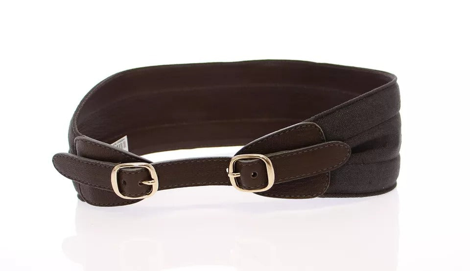 Brown D&G Leather Linnen Logo Belt