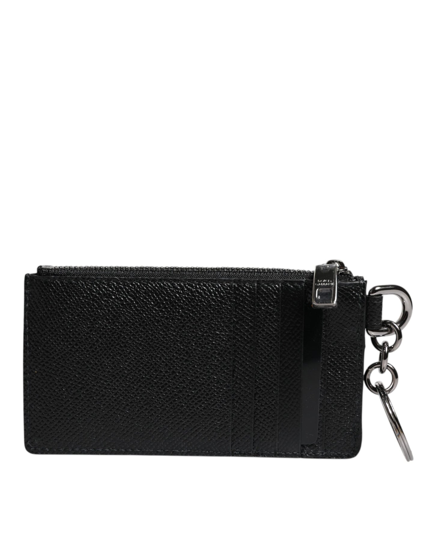 Black Calfskin Leather DG Logo Card Holder Wallet