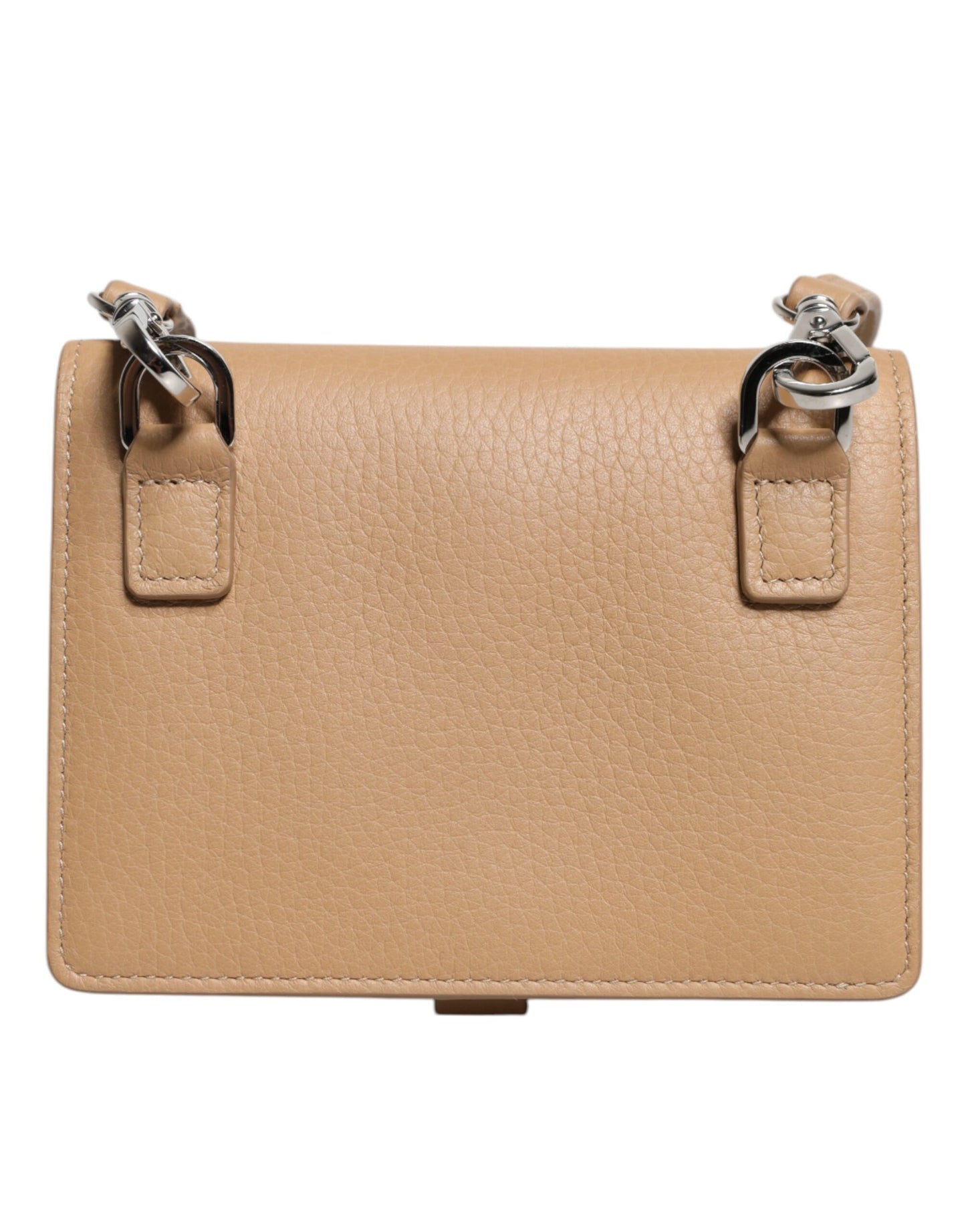 Beige Calf Leather Bifold Crossbody Sling Wallet