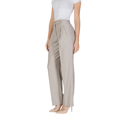 Gray Polyester Casual Pants