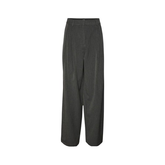 Gray Polyester Casual Pants