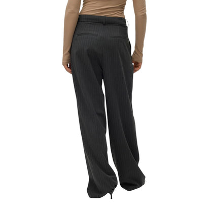Gray Polyester Casual Pants