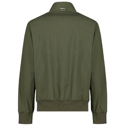 Green Cotton Men Bomber Jacket