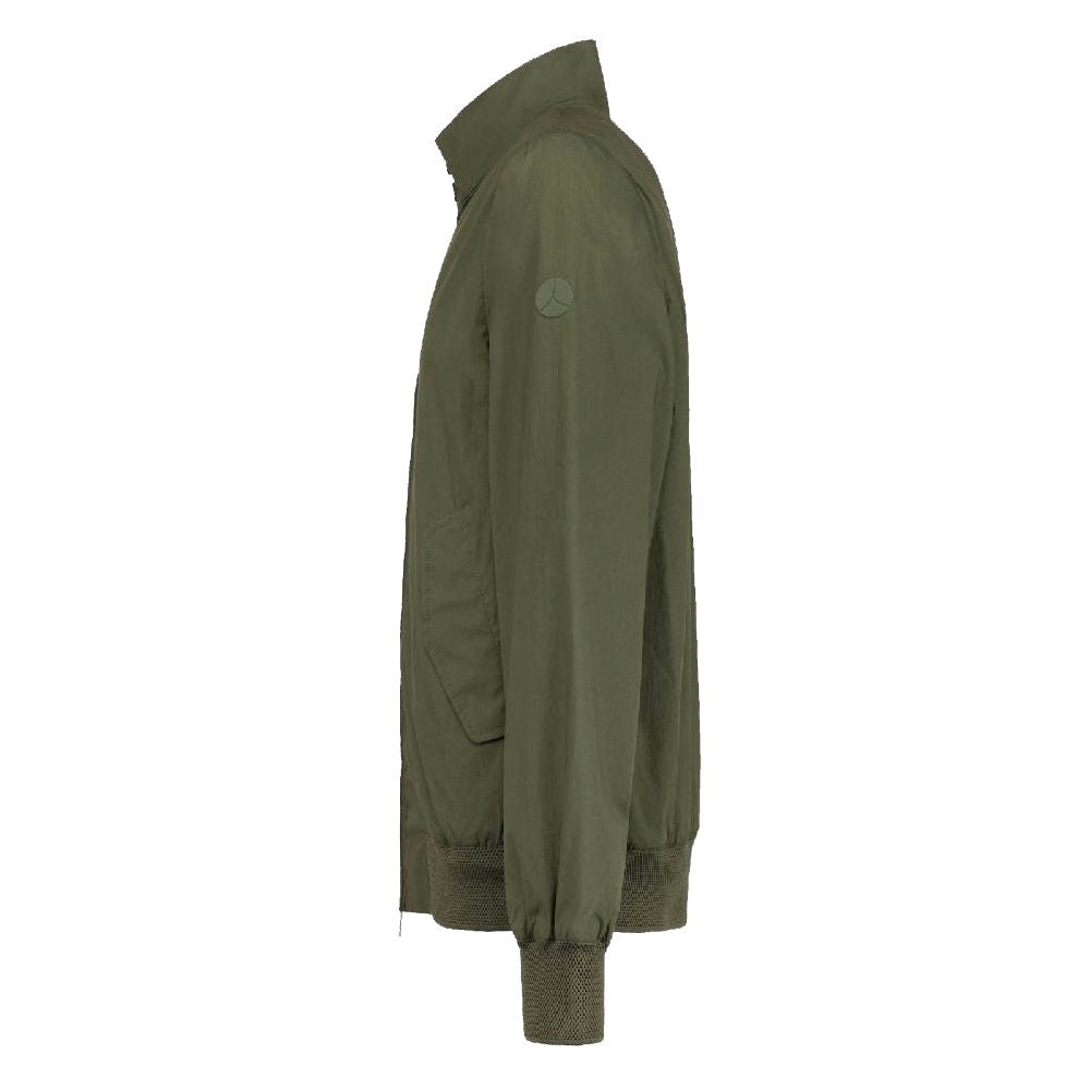 Green Cotton Men Bomber Jacket