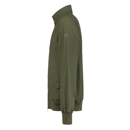 Green Cotton Men Bomber Jacket
