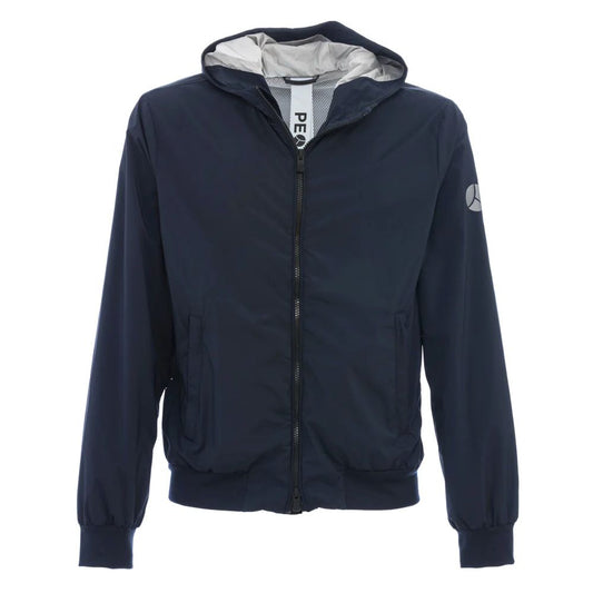 Blue Polyester Men Jacket