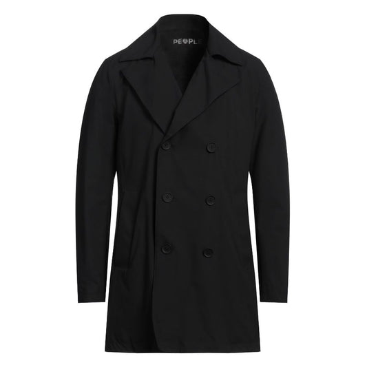 Black Recycled Polyester Men Trench Coat
