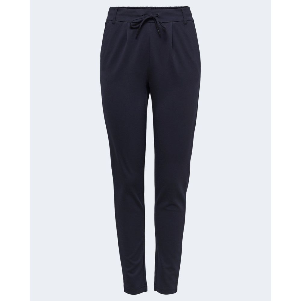 Blue Viscose Casual Pants
