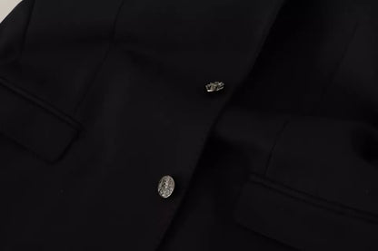 Black Cotton Slim Fit Coat Jacket Blazer