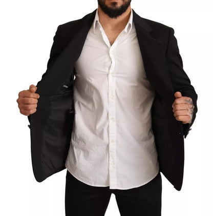 Black Cotton Slim Fit Coat Jacket Blazer