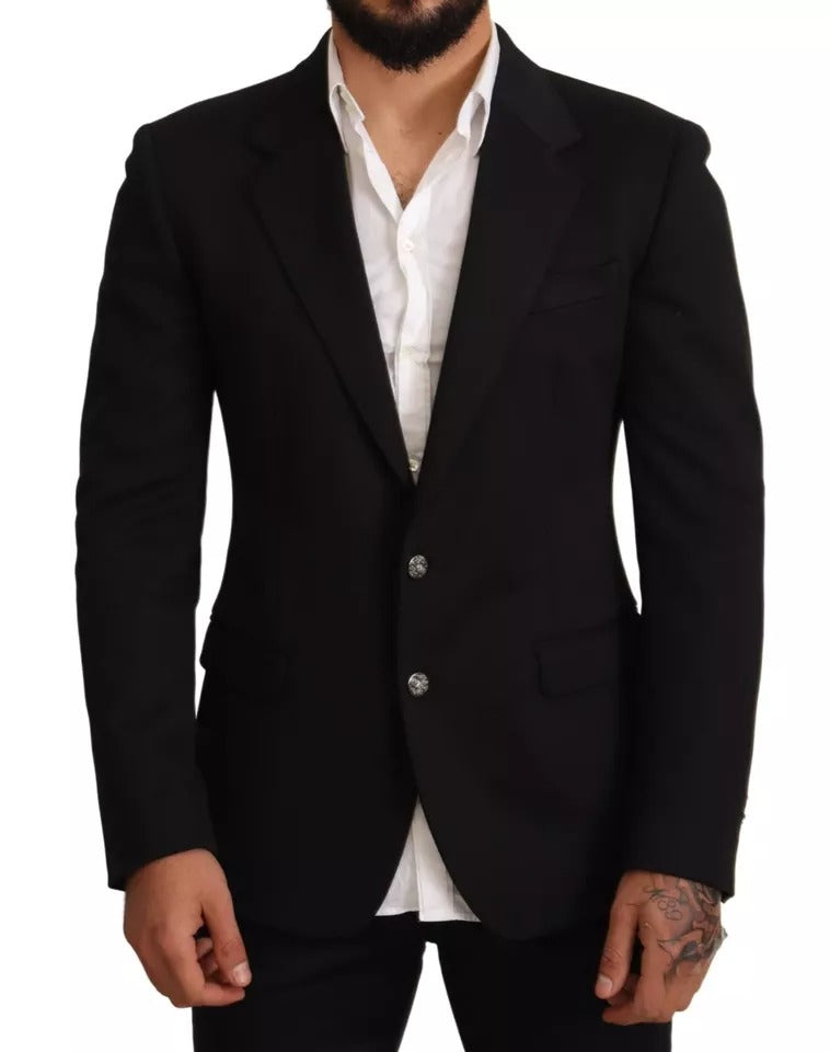 Black Cotton Slim Fit Coat Jacket Blazer