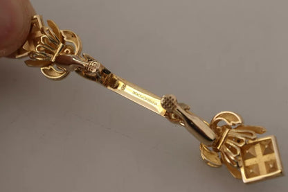 Gold Plated 925 Sterling Silver Crystal Collar Stop Brooch