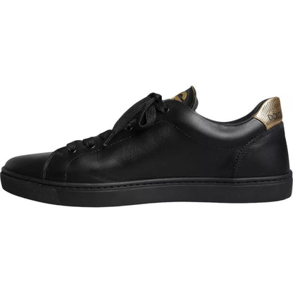 Black Leather Heart Low Top Sneaker Shoes