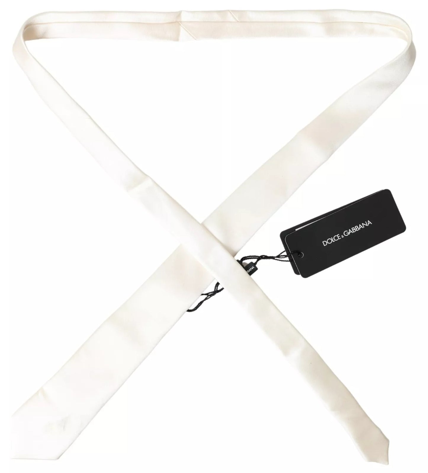 Off White Satin Silk Classic Men Necktie