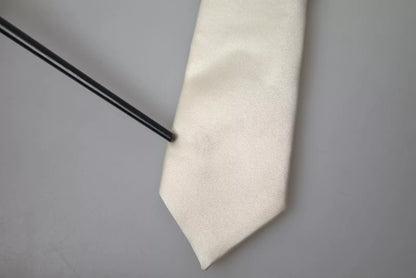 Off White Satin Silk Classic Men Necktie