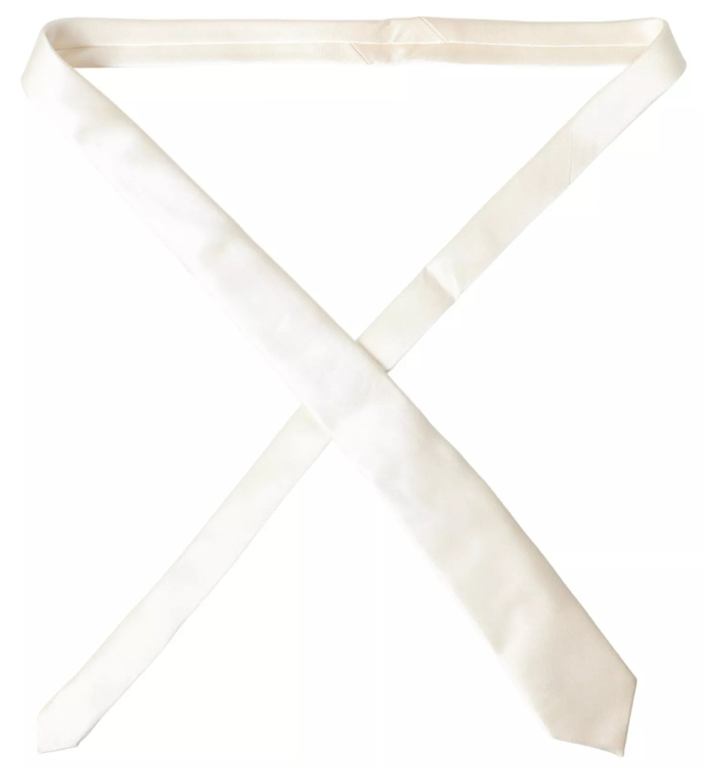 Off White Satin Silk Classic Men Necktie