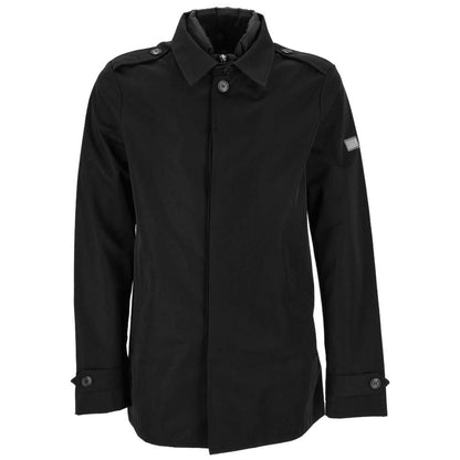Black Polyester Men's Trench Jacket
