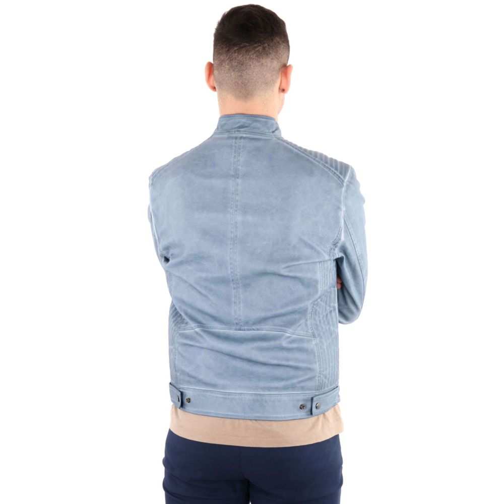 Light Blue Polyethylene Men Jacket