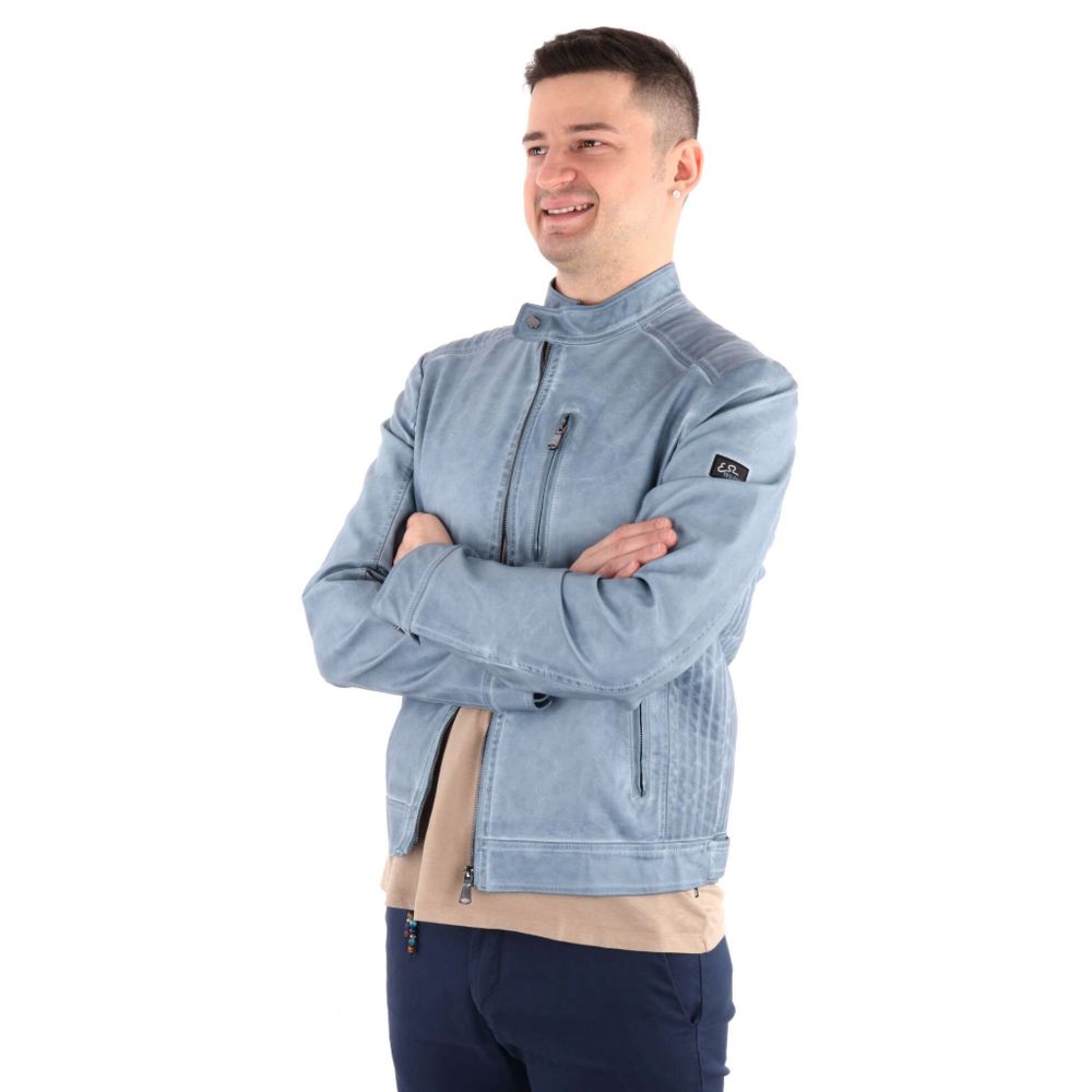 Light Blue Polyethylene Men Jacket