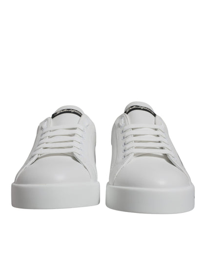 White Black Logo Portofino Sneaker Shoes