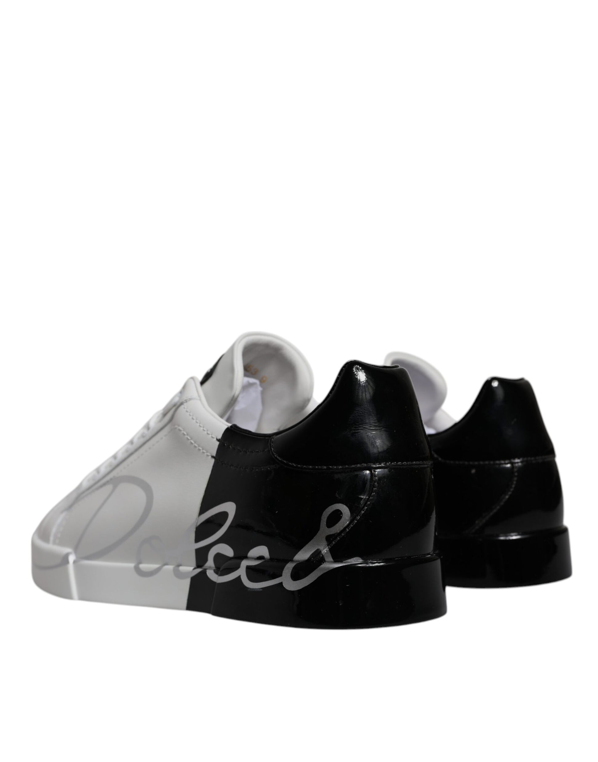 White Black Logo Portofino Sneaker Shoes