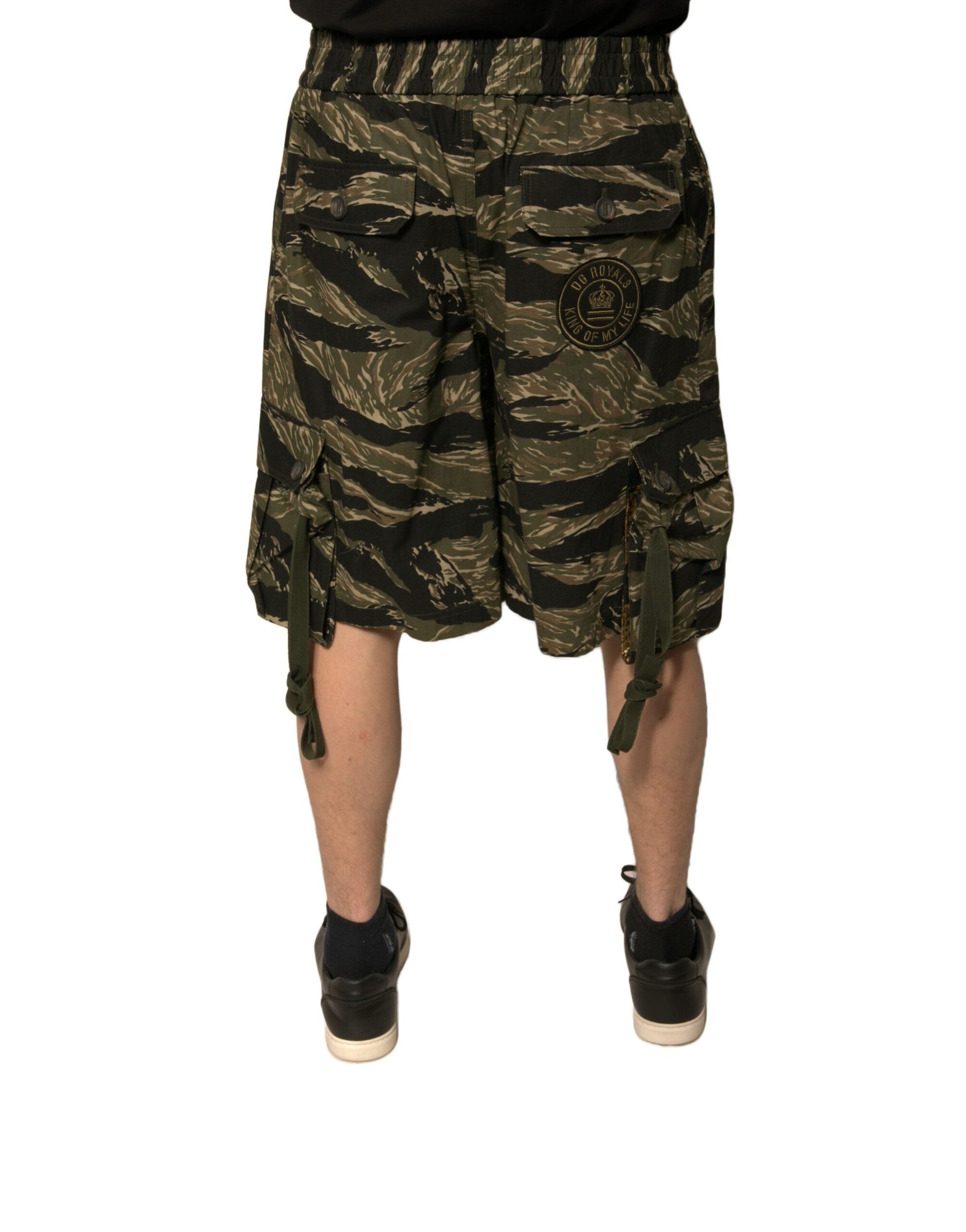 Black Gold Patterned Cotton Bermuda Shorts