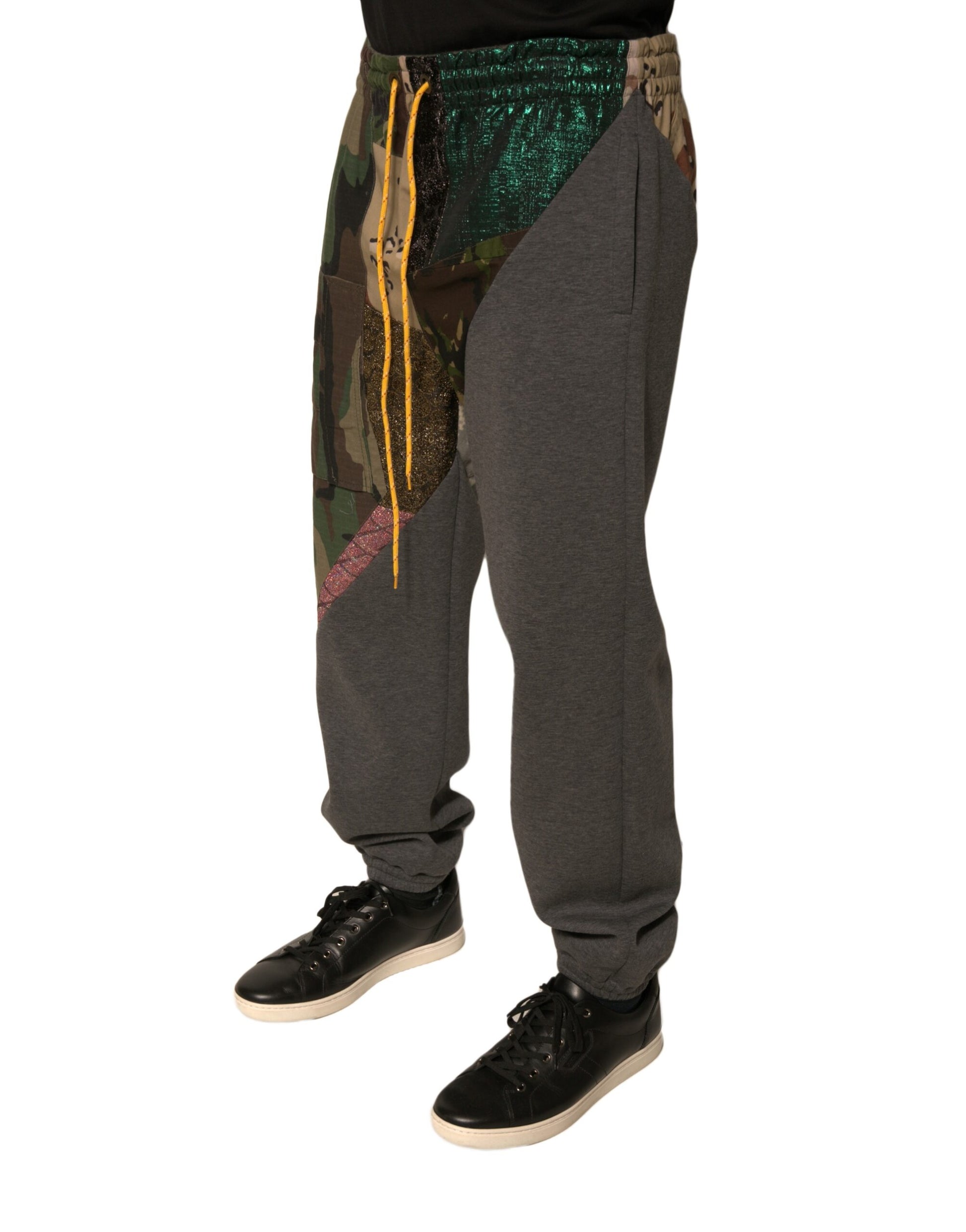 Multicolor Patchwork Cotton Jogger Sweatpants Pants