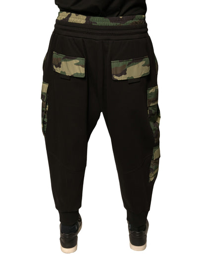 Black Camouflage Cotton Jogger Cargo Pants