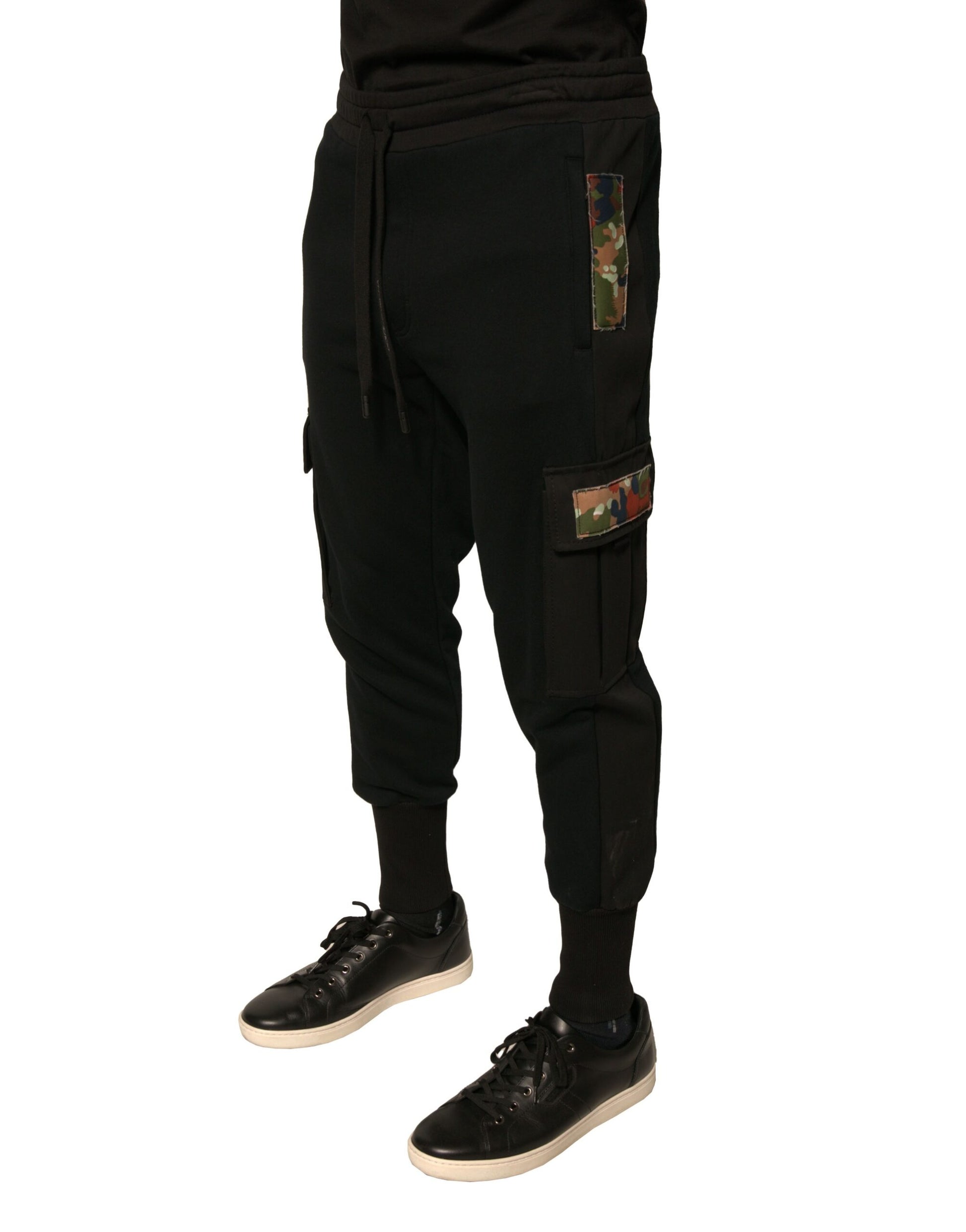 Black Cotton Jogger Cargo Sweatpants Pants