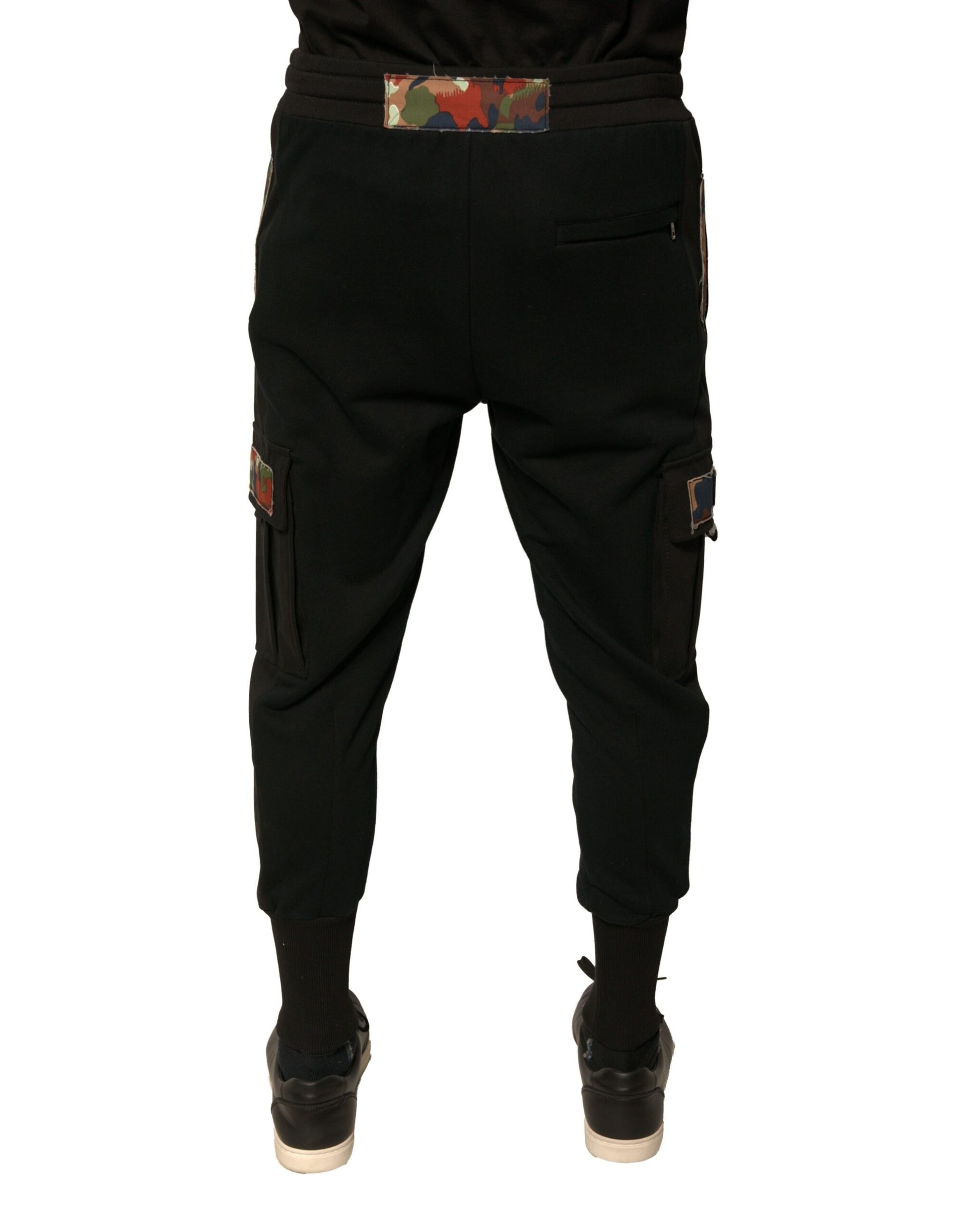 Black Cotton Jogger Cargo Sweatpants Pants