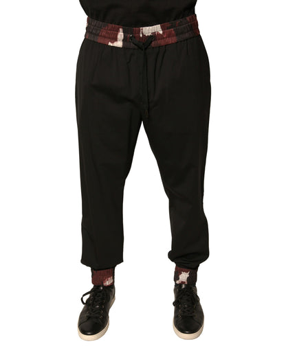 Black Camouflage Wool Jogger Sweatpants Pants