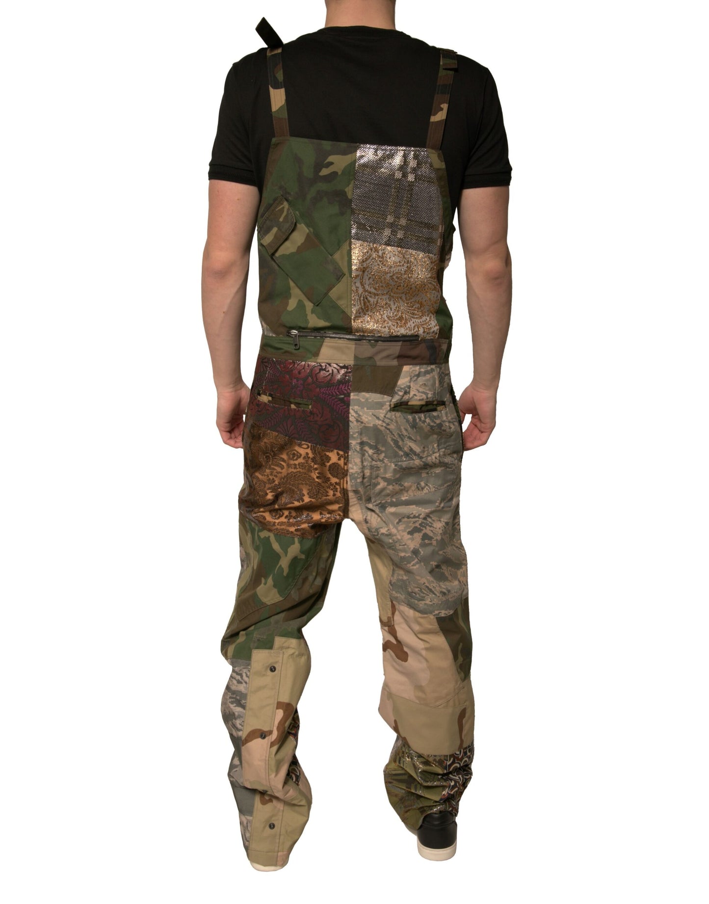 Multicolor Patchwork Camouflage Overall Pants