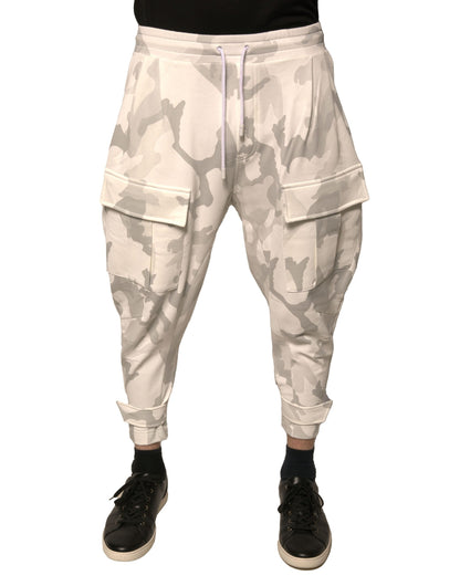 White Camouflage Cargo Jogger Pants