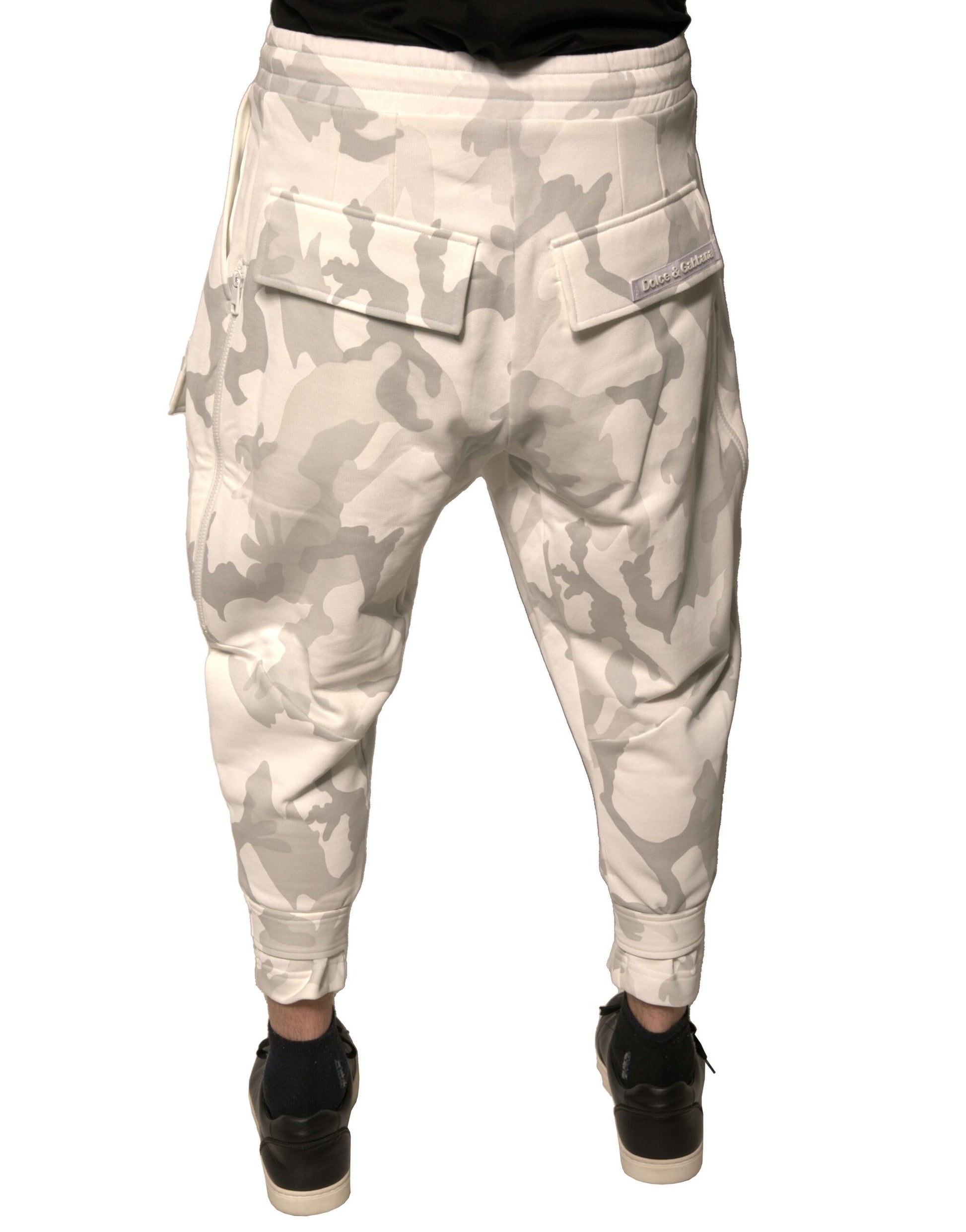 White Camouflage Cargo Jogger Pants