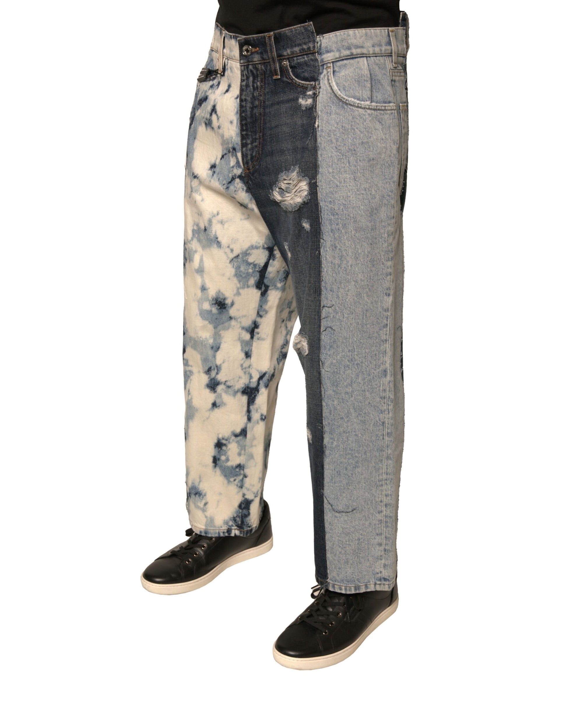 Multicolor Patchwork Cotton Straight Men Denim Jeans