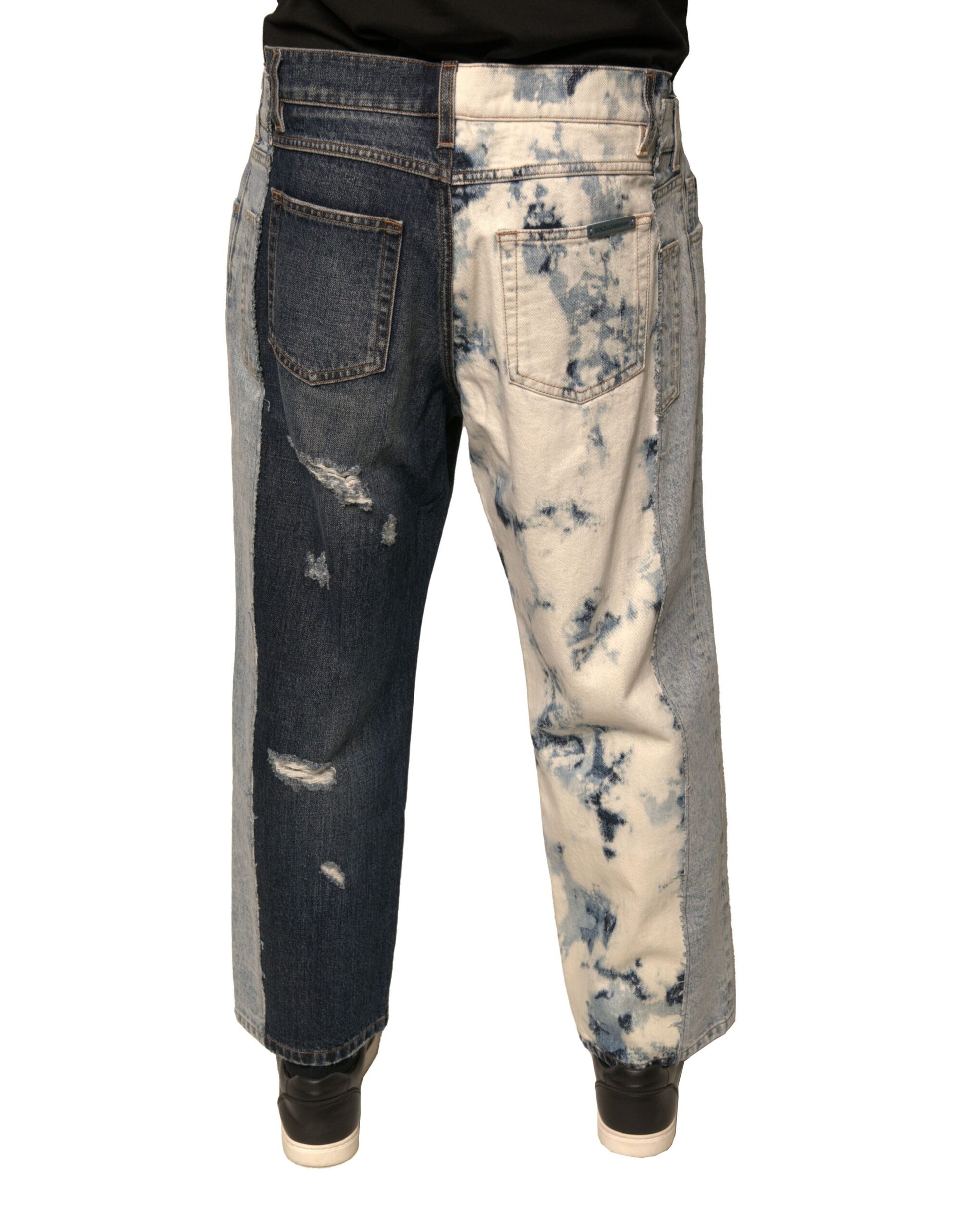 Multicolor Patchwork Cotton Straight Men Denim Jeans