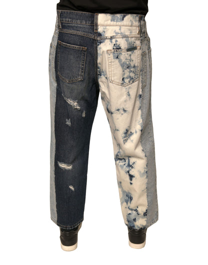 Multicolor Patchwork Cotton Straight Men Denim Jeans