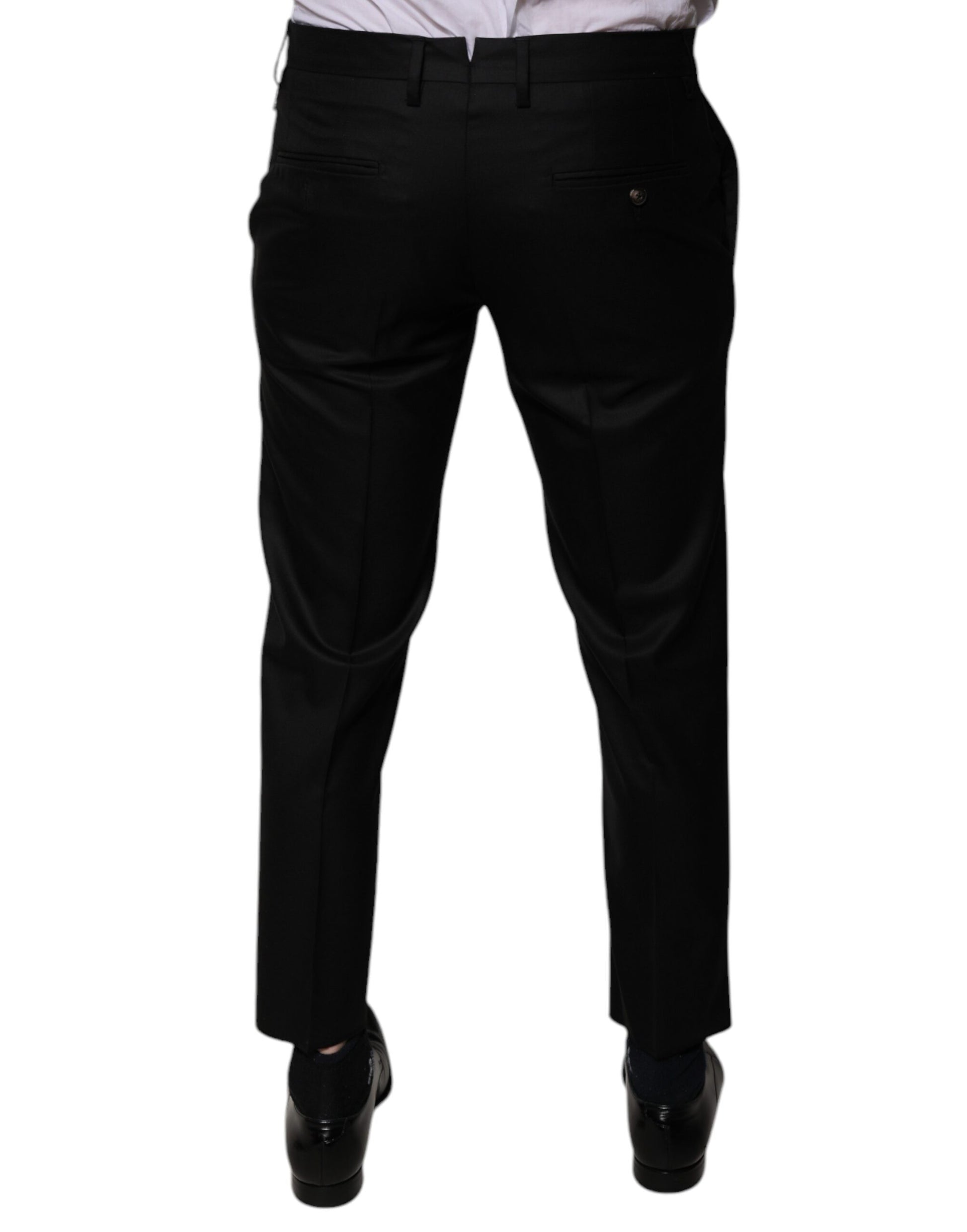 Black Wool Tapered Formal Dress Pants