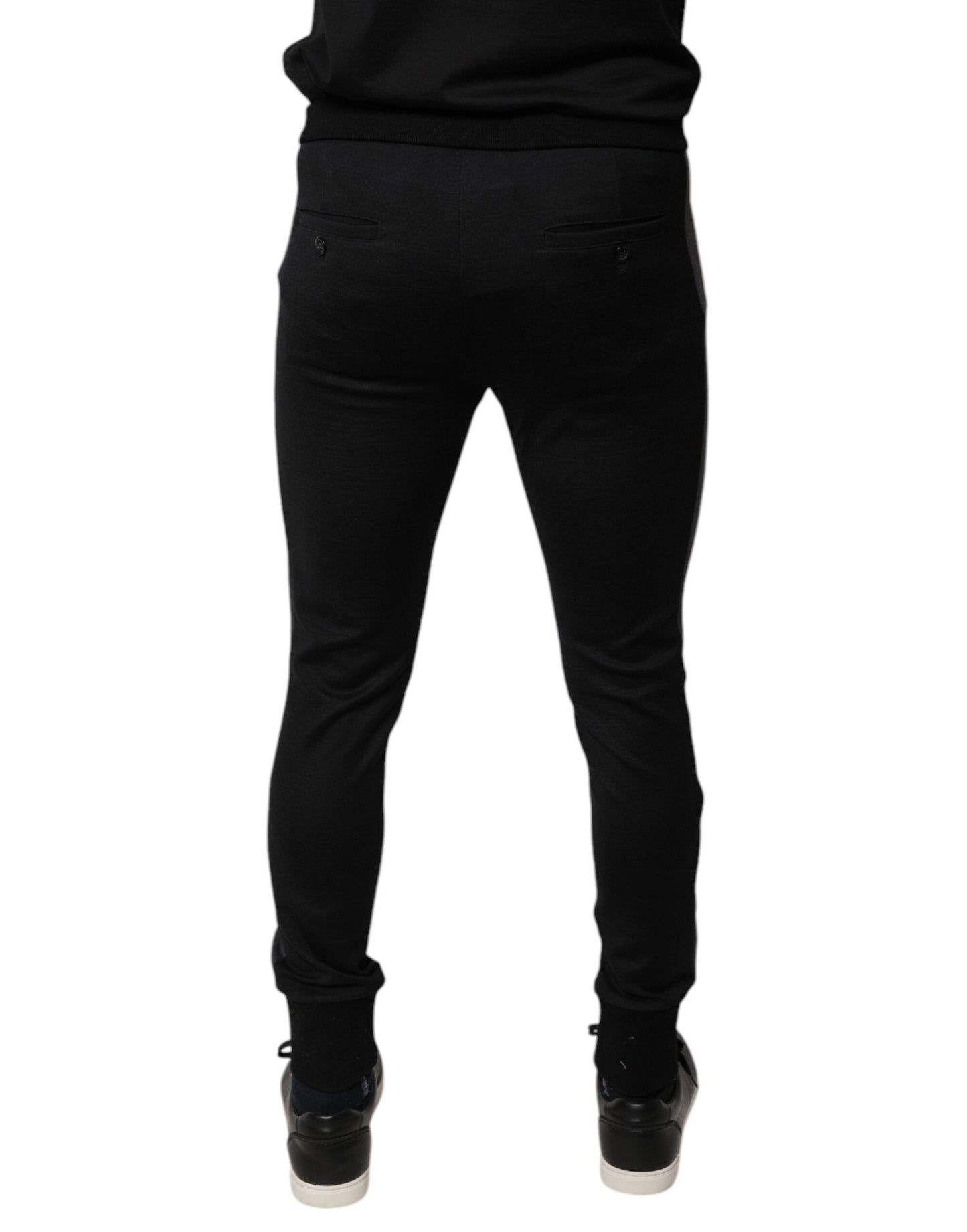 Black Horseshoe Embellished Wool Slim Fit Pants